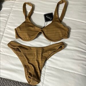 Zaful Tan Textured Bikini Top